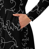 CurlyGirl long sleeve midi dress in black