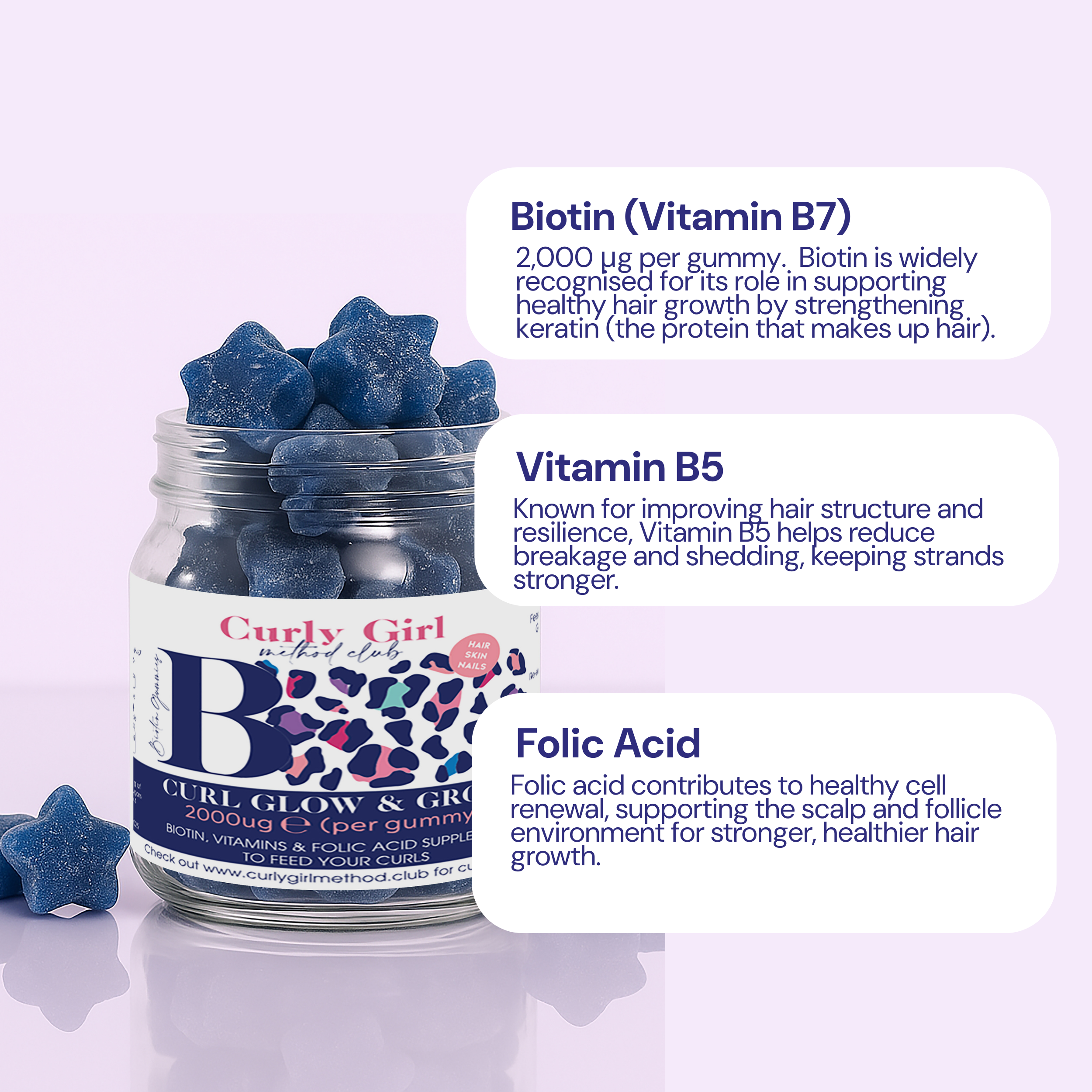 Grow + Glow Hair Vitamins - Biotin+ Gummies