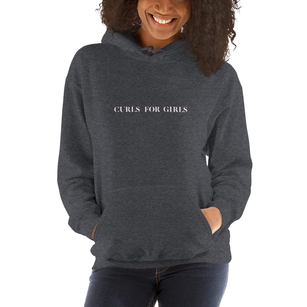 Curls for the Girls: Pale Pink Slogan Hoodie 6743600_10806 Dark Heather / S Curls for the Girls: Pale Pink Slogan Hoodie