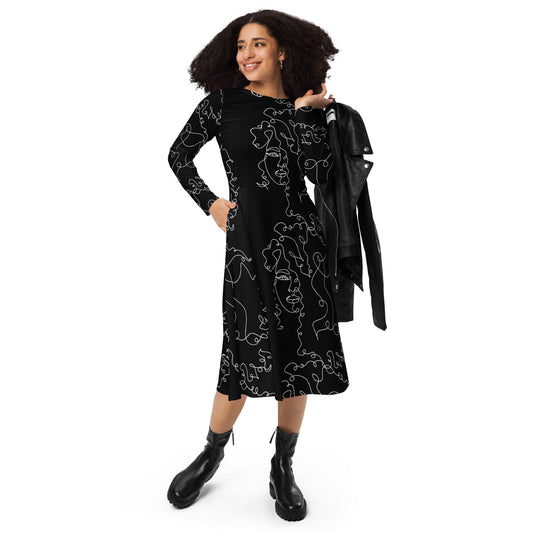 CurlyGirl long sleeve midi dress in black 9284180_15103 2XS CurlyGirl long sleeve midi dress in black